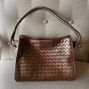** SOLD ** Vintage Bottega Veneta Increcciato Shoulder Bag in Chocolate Brown